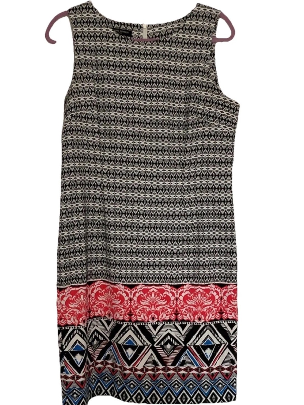 Mario Serrani Black and White Geometric Print Dress